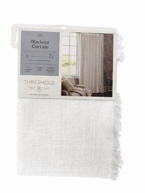 Threshold White Blackout Curtain Panel 50x84 Raw Edge NWT